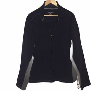 Eddie Bauer Fleece Jacket Full Zip Blue Gray MenXL